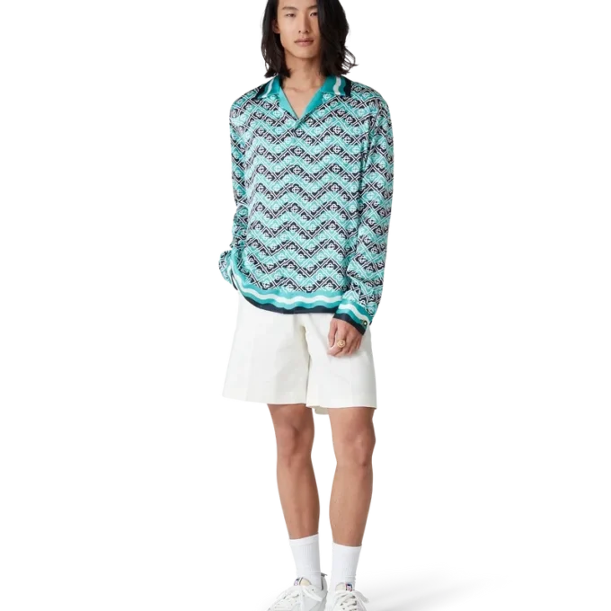 Monogram Wave langermet silkeskjorte Monogram Wave langermet silkeskjorte