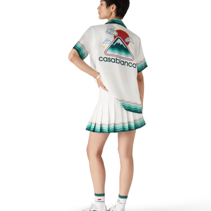 Tennis-plissert miniskjørt i silke