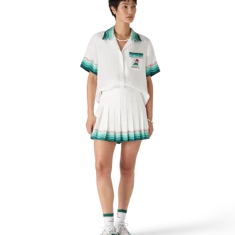 Tennis-plissert miniskjørt i silke