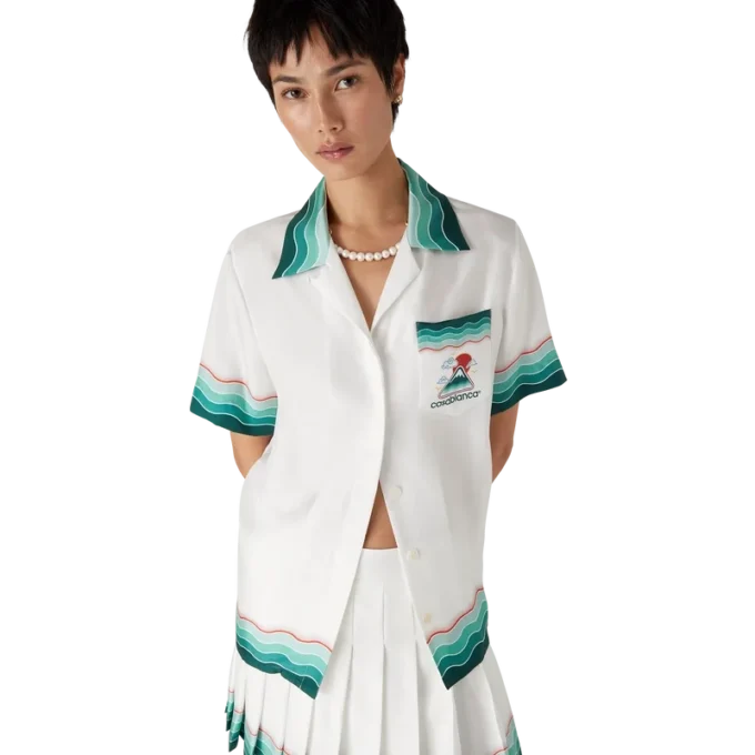 Tennis-plissert miniskjørt i silke