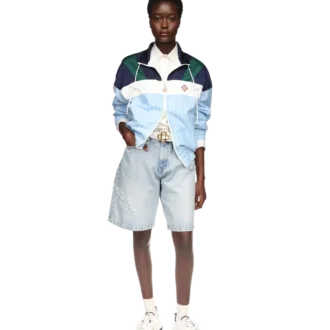 Nylon-treningsjakke med nålestriper