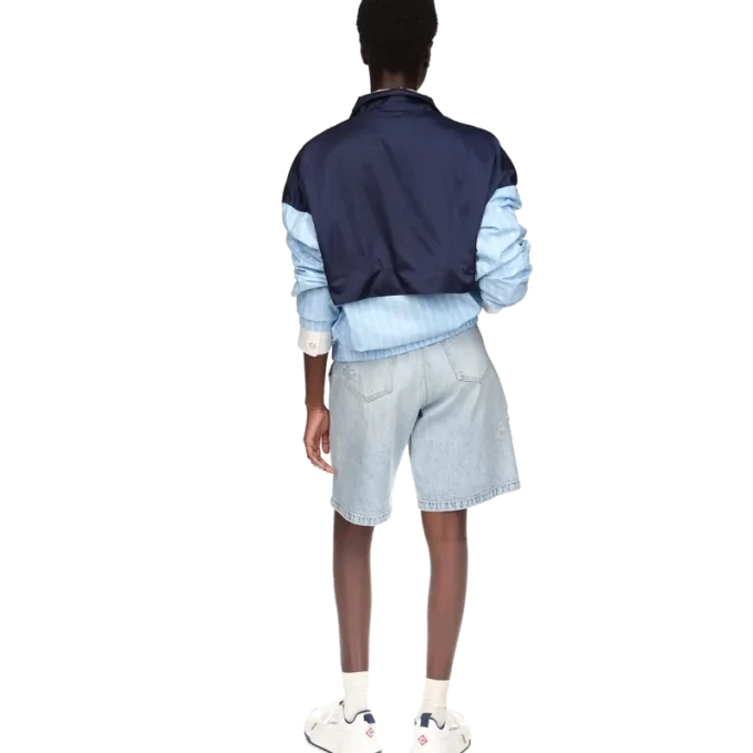 Nylon-treningsjakke med nålestriper