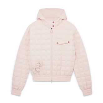 Nylonjakke med hette og vattert mønster