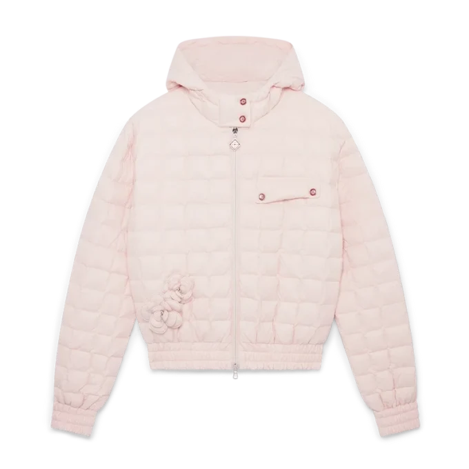 Nylonjakke med hette og vattert mønster