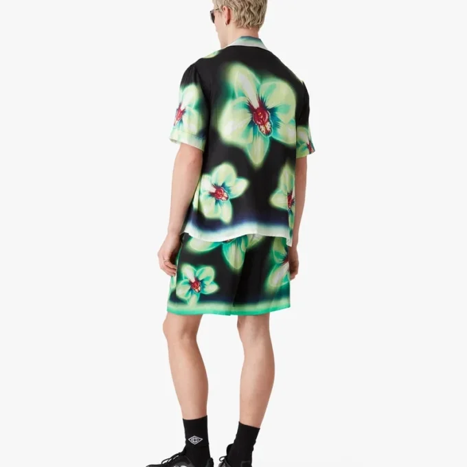 Orchid Glitch kortærmet silkeshorts