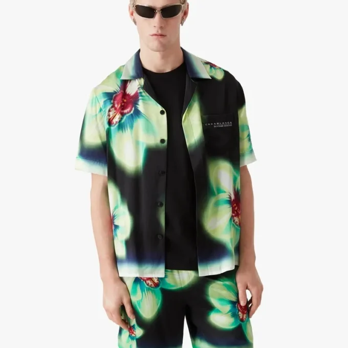 Orchid Glitch kortærmet silkeshorts