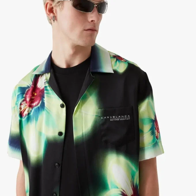 Orchid Glitch kortærmet silkeshorts