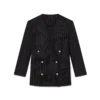 Oversized blazer i ull med nålestriper