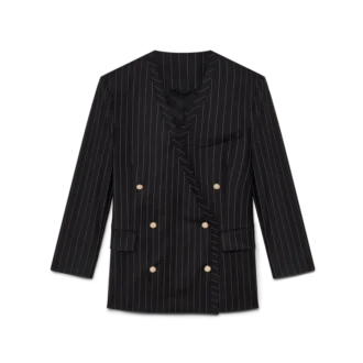 Oversized blazer i ull med nålestriper