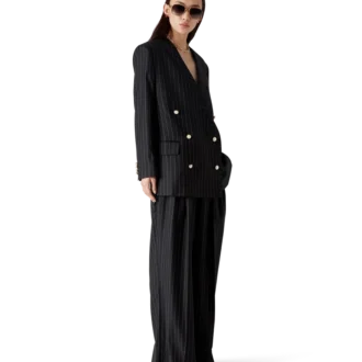 Oversized blazer i ull med nålestriper