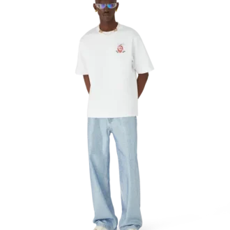 Oversized T-shirt med korte ermer og sommerfuglblomstermønster