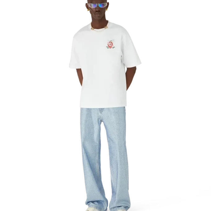 Oversized T-shirt med korte ermer og sommerfuglblomstermønster
