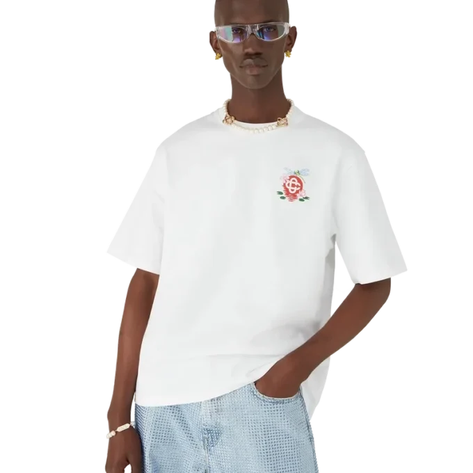 Oversized T-shirt med korte ermer og sommerfuglblomstermønster