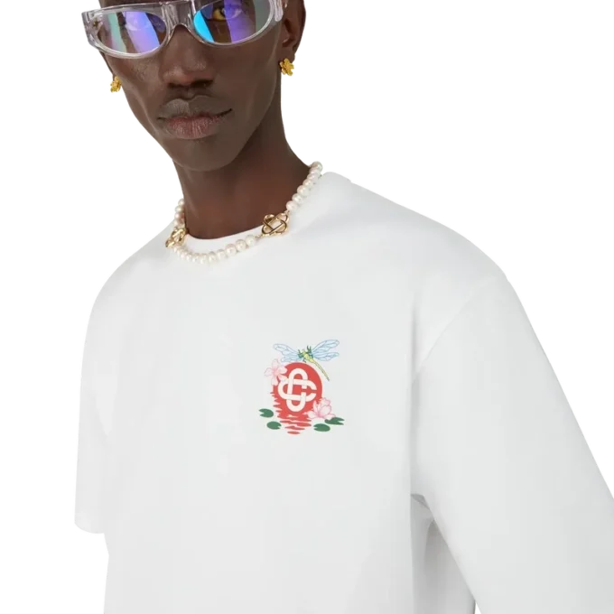 Oversized T-shirt med korte ermer og sommerfuglblomstermønster