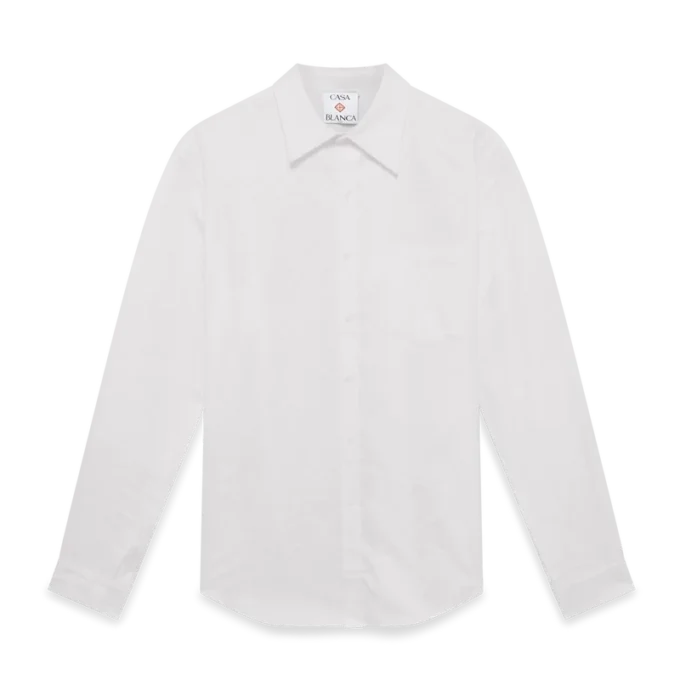 Oxford-skjorte i bomullsjacquard med monogram