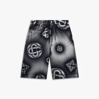 Perlemorsglansende Monogram-denimshorts