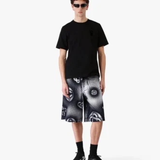 Perlemorsglansende Monogram-denimshorts