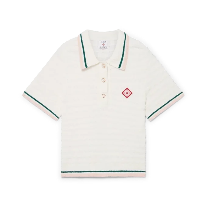 Polo-skjorte i bomullsbouclé Polo-skjorte i bomullsbouclé