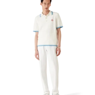 Polo-skjorte i bomullsbouclé