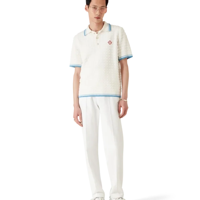 Polo-skjorte i bomullsbouclé