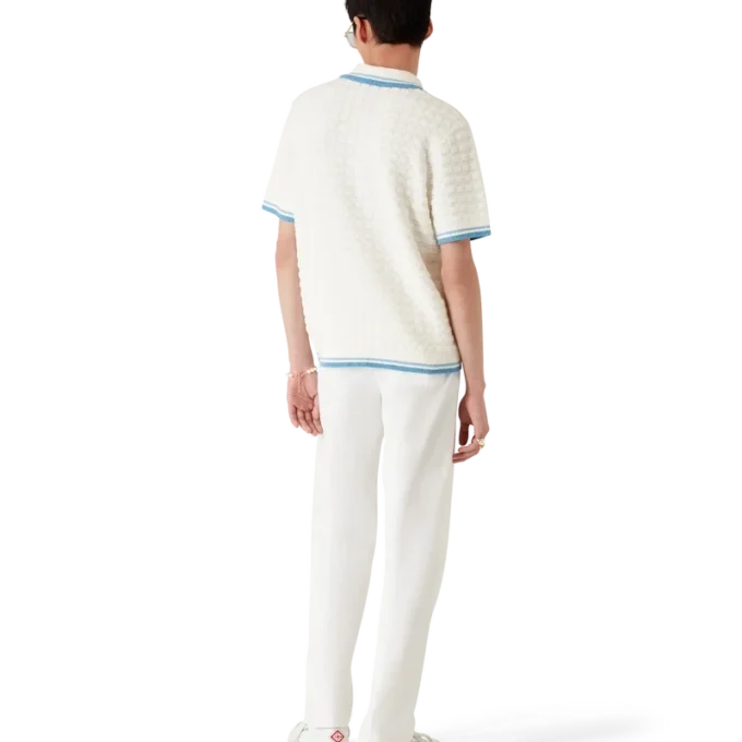 Polo-skjorte i bomullsbouclé