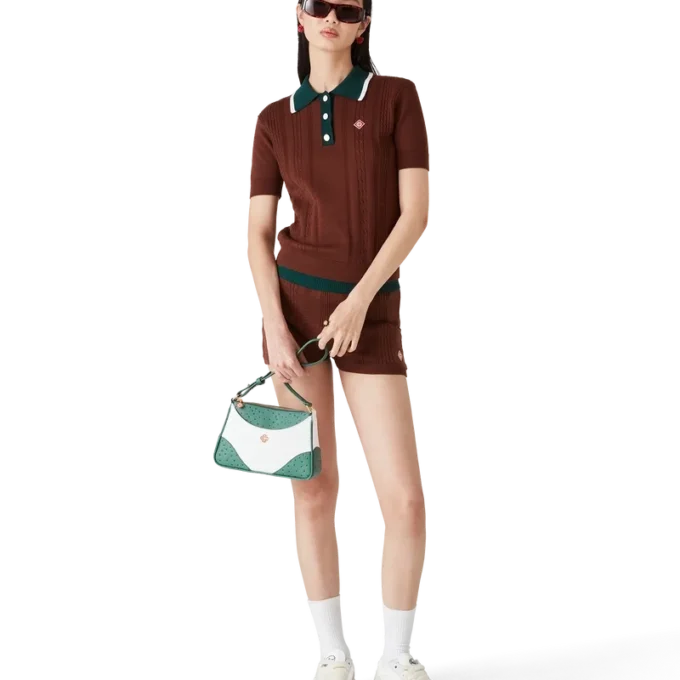 Polo-skjorte med kabelstrikk