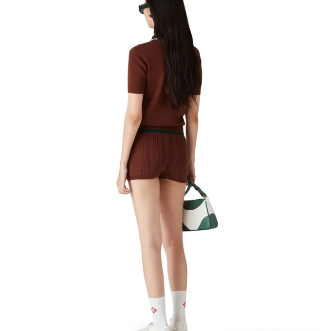 Polo-skjorte med kabelstrikk