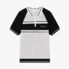 Polo-skjorte med korte ermer, glidelås og metalliske mesh-striper på shortsen