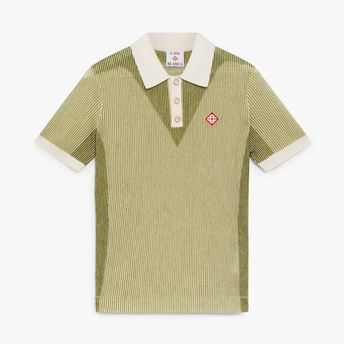 Polo-skjorte med korte ermer og vertikale striper