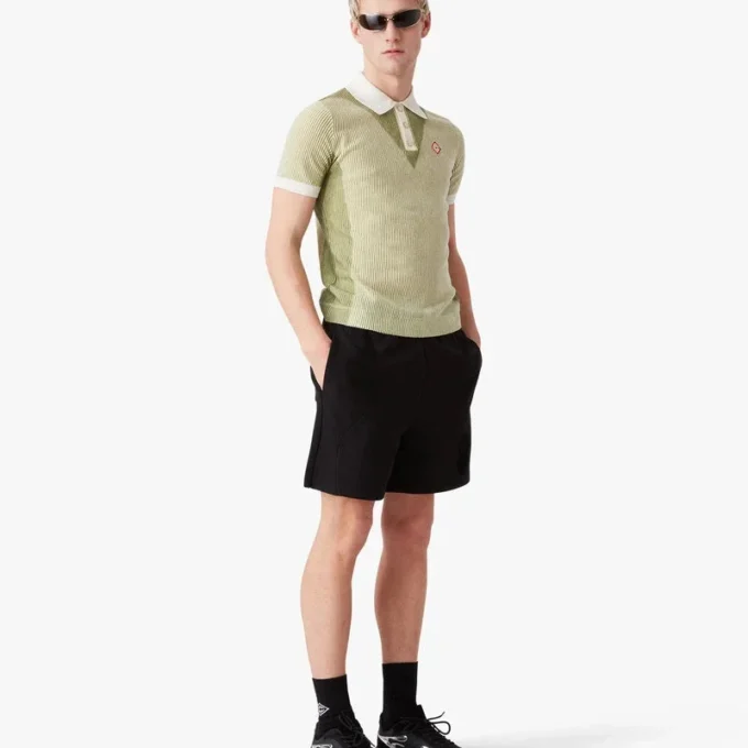 Polo-skjorte med korte ermer og vertikale striper