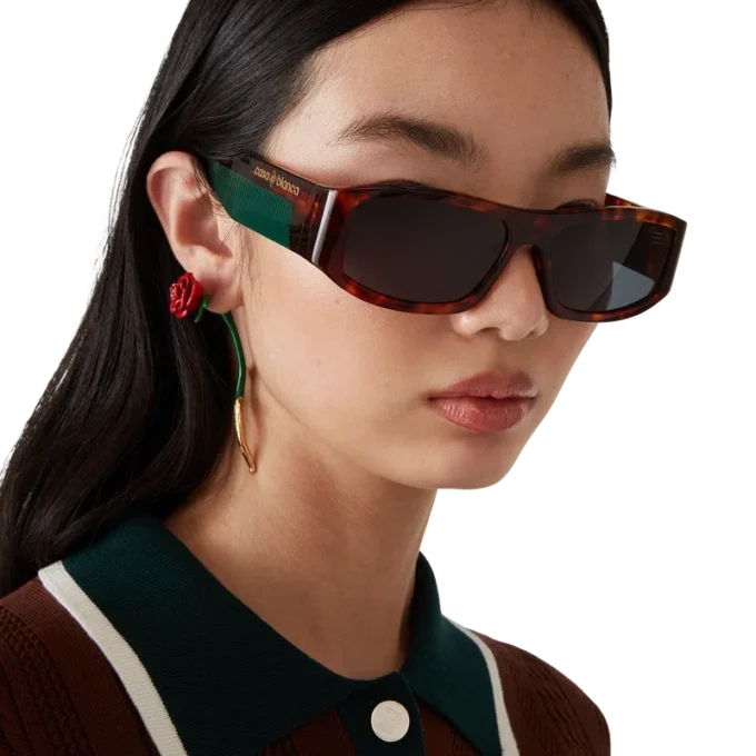 Rektangulære solbriller i skilpaddemønster Rektangulære solbriller i skilpaddemønster