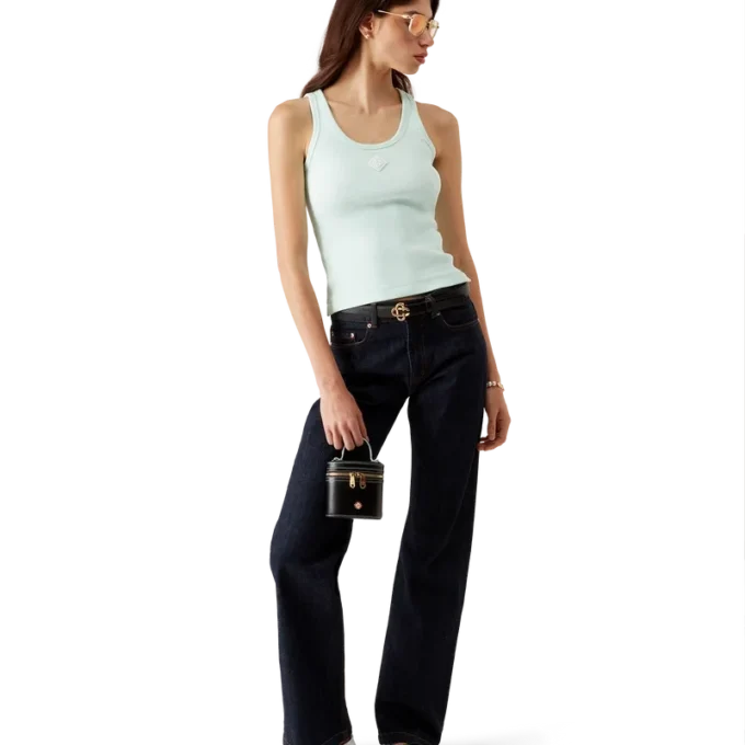 Ribbet jersey-tanktop