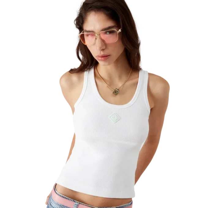 Ribbet jersey-tanktop