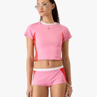 Rosa Monogram kortærmet rash-top Shorts
