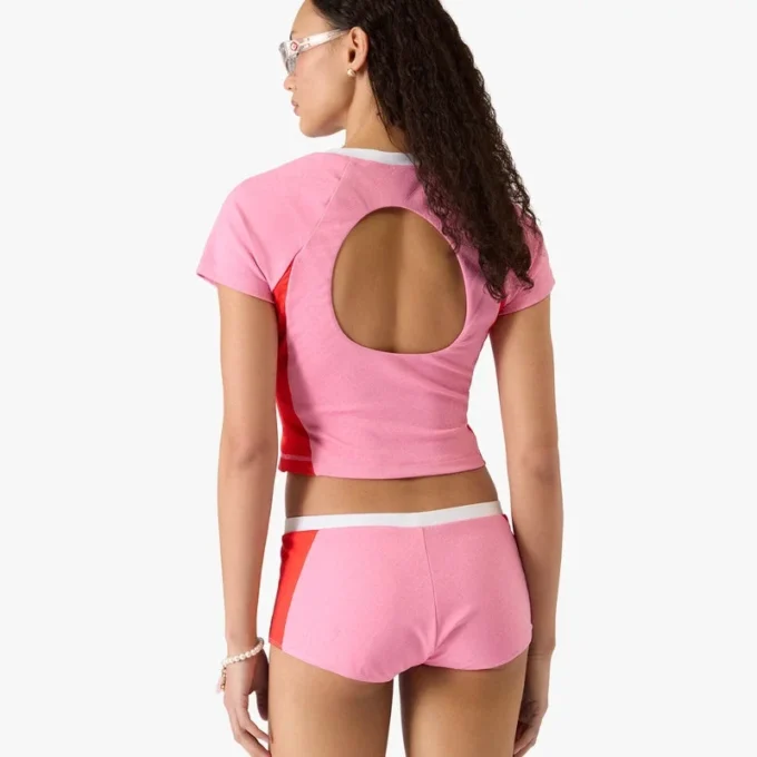 Rosa Monogram kortærmet rash-top Shorts