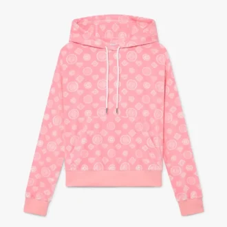 Rosa velour-hettegenser med monogram