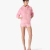 Rosa velour-hettegenser med monogram