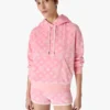 Rosa velour-hettegenser med monogram
