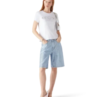 Shorts med kort erme og Crystal Warped-logo