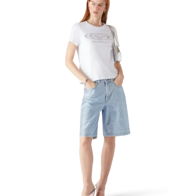 Shorts med kort erme og Crystal Warped-logo