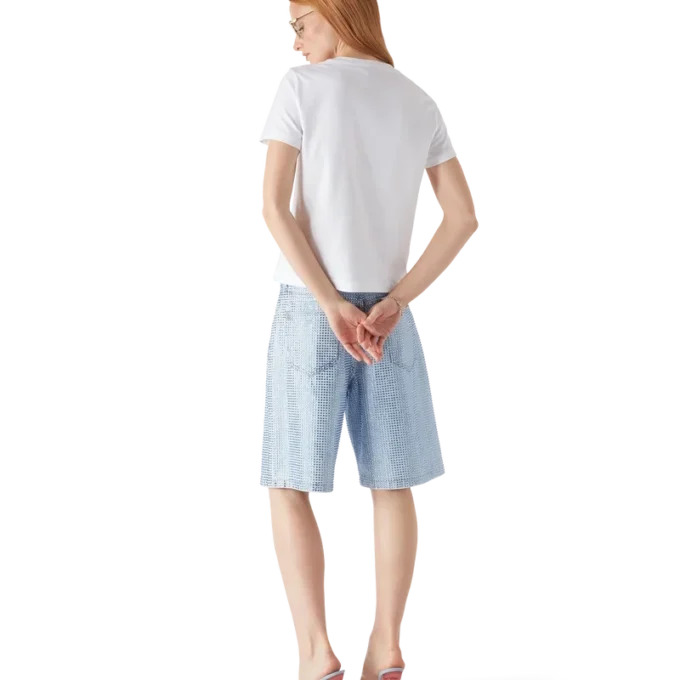 Shorts med kort erme og Crystal Warped-logo