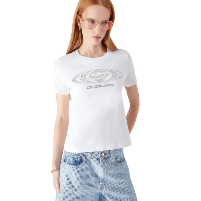 Shorts med kort erme og Crystal Warped-logo