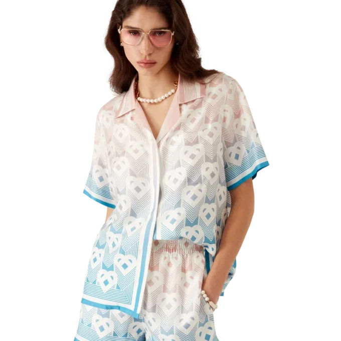 Silk Shorts med gradient-hjerte-monogram