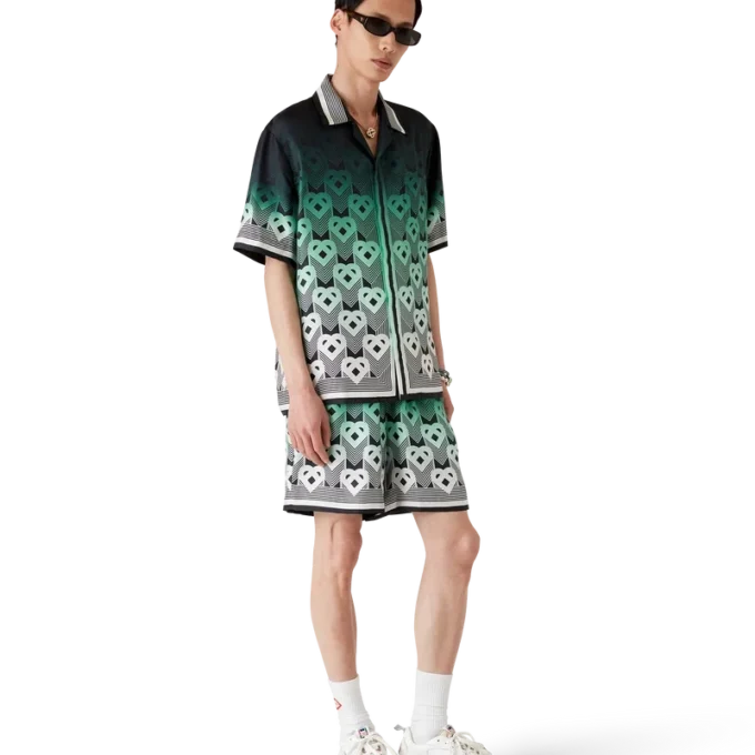 Silk Shorts med gradientmonogram