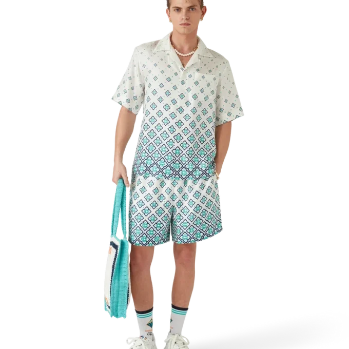 Silk Shorts med gradientmonogram