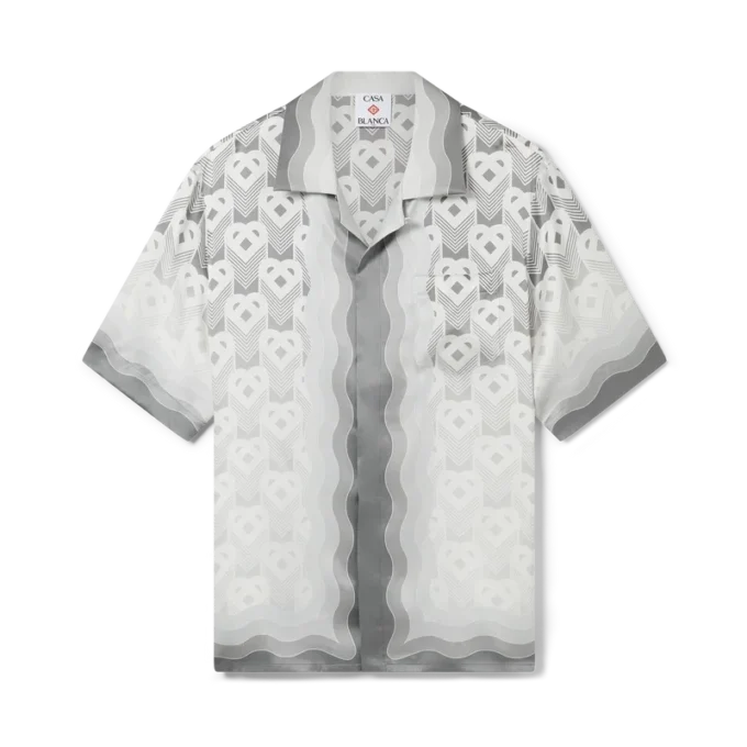 Silkeskjorte med kort erme og gradient-hjerte-monogram