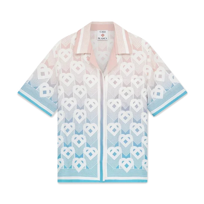 Silkeskjorte med korte shorts og Gradient Heart Monogram Silkeskjorte med korte shorts og Gradient Heart Monogram