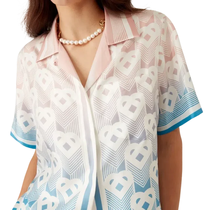 Silkeskjorte med korte shorts og Gradient Heart Monogram Silkeskjorte med korte shorts og Gradient Heart Monogram