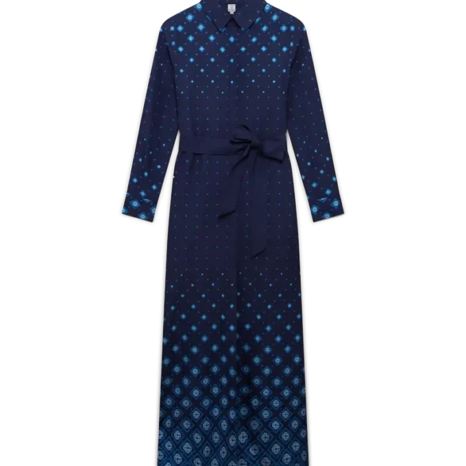 Silkeskjortekjole med fargegradient