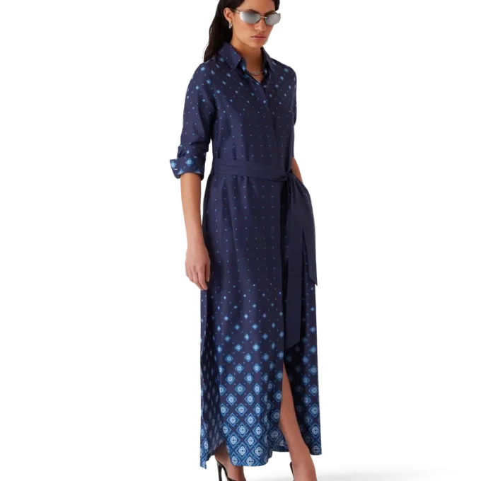 Silkeskjortekjole med fargegradient